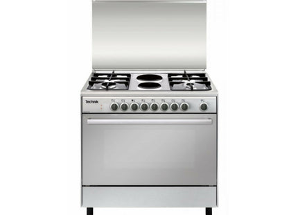 Technik 90 cm Cooking Range, 4 Gas Burners + 2 Electric Hot Plates, Sabaf Burners with Safety Valves, Electric One-Touch Ignition, Cast Iron Pan Support, Thermostat, Electric Oven/Grill, Convection Oven, Stainless Steel ITG9042EVSSC
