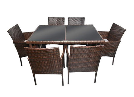 Heim Patio Outdoor Wicker Rattan 6 Seater Dining Set