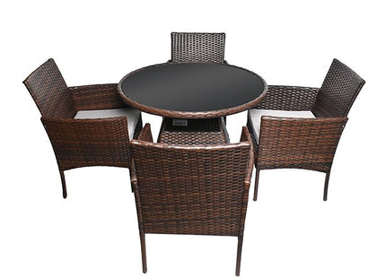 Heim Patio Outdoor Wicker Rattan 4 Seater Dining Set