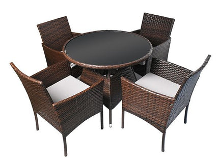 Heim Patio Outdoor Wicker Rattan 4 Seater Dining Set