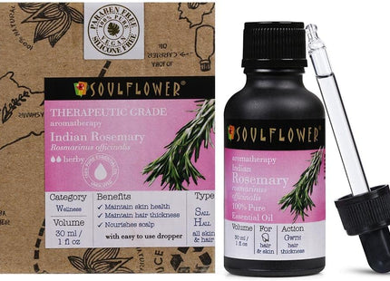 SOULFLOWER ORGANIC ROSEMARY OIL FOR HAIR GROWTH, HAIRFALL CONTROL & SCALP NOURISHMENT, 100% PURE ESSENTIAL OIL, CLINICALLY TESTED. ECOCERT COSMOS CERTIFIED, 30ML/ 1 FL OZ
