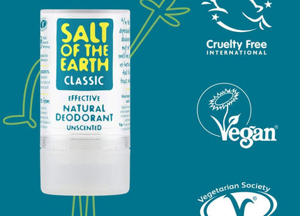Salt of the Earth Natural Deodorant Crystal Classic. This Crystal Deodorant is Effective, Fragrance Free, Vegan and Suitable for Women, Men, and Kids 90g