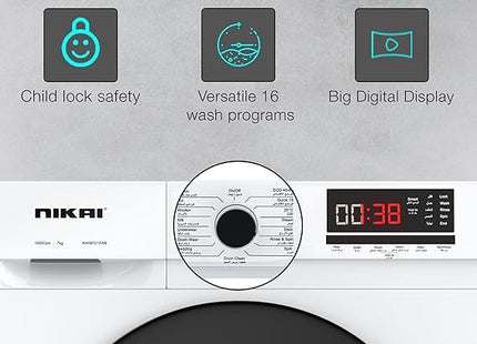 Nikai 7KG 16 Programs Front Load Washer