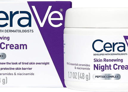 CeraVe Skin Renewing Night Cream | Niacinamide, Peptide Complex, and Hyaluronic Acid Moisturizer for Face | 1.7 Ounce