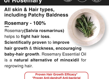 SOULFLOWER ORGANIC ROSEMARY OIL FOR HAIR GROWTH, HAIRFALL CONTROL & SCALP NOURISHMENT, 100% PURE ESSENTIAL OIL, CLINICALLY TESTED. ECOCERT COSMOS CERTIFIED, 30ML/ 1 FL OZ