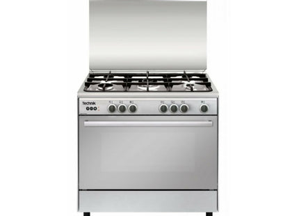 Technik 90 cm Cooking Range, 5 Gas Burners with Wok Burner, Sabaf Burners with Safety Valves, Electric One-Touch Ignition, Cast Iron Pan Support, Thermostat, Electric Oven/Grill, Convection Oven, Stainless Steel ITG9650EVSSC