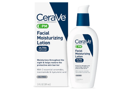 Cerave Pm Facial Moisturizing Lotion, 3 Oz., Multiplied With Derma Roller, 3 Fl Oz (Pack Of 1)