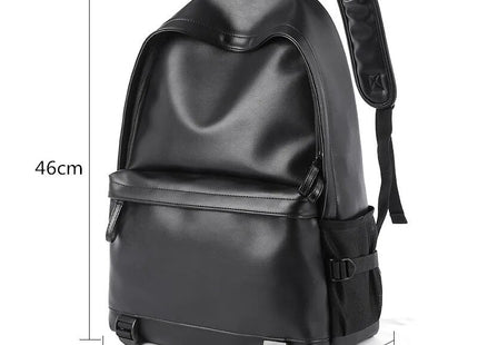 New Fashion Men Leather Backpack Black School Bags for Teenager Boys 15.6 Inch Laptop Backpacks Mochila Masculina High Quality