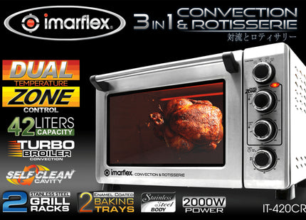 Imarflex IT-420CRS 42 Liters 3-in-1 Convection & Rotisserie Oven