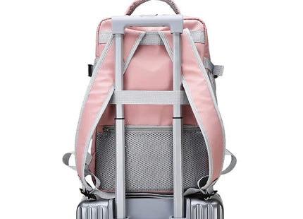 Pink Women Travel Backpack Water Repellent Anti-Theft Stylish Casual Daypack Bag With Luggage Strap USB Charging Port Backpack