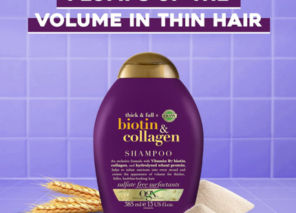 OGX Shampoo, Thick & Full+ Biotin & Collagen, 385ML