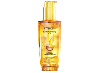 L’Oréal Paris Serum, Protection and Shine, For Dry, Flyaway & Frizzy Hair, With 6 Rare Flower Oils, Extraordinary Oil, 100 ml