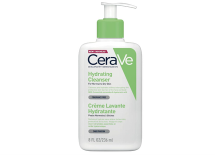 CeraVe Hydrating Cleanser | Face and Body Wash for Normal to Dry skin with Hyaluronic Acid and Ceramides | Fragrance Free Paraben Free |8Oz, 236 ML