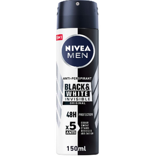 NIVEA MEN Antiperspirant Spray for Men, Black & White Invisible Protection Original, 150ml