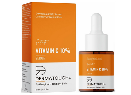 DERMATOUCH Vitamin C 10% Serum | For Anti-aging and Radiant Skin | For All Skin Types | For Both Men & Women | 18.00 ml (Pack of 1)