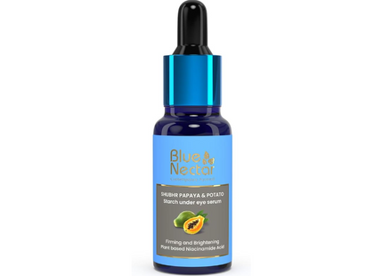 Blue Nectar Under Eye Serum with Plant Based Niacinamide from Potato Starch & Papaya | Dark Circles Serum with Advance Skin Firming & Brightening Formula for Eyes Puffiness (17 Herbs, 30 ml)