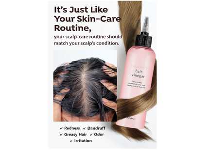 A'PIEU Aâ€™PIEU Raspberry Scalp Vinegar Hair Rinse 6.76 fl. oz. / 200 ml - Balances Hair & Scalpâ€™s pH Level - Smoother and Shinier Hair - Clarifies, Detangles and Encourages Hair Growth