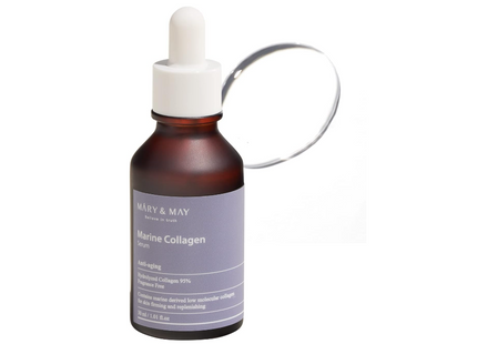 Mary&May Marine Collagen Serum, 95% Hydrolyzed low molecular Collagen for skin firming and replenishing, Fragrance Free 1.01 fl oz