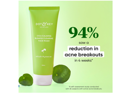 Dot & Key Cica 2% Salicylic Acid Face Wash for Oily, Acne Prone Skin, With Green Tea I Acne Clearing Sulphate Free Face Wash for Men & Women | 100ml