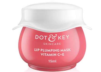 Dot & Key Lip Plumping Sleeping Mask Vitamin C + E | Lip Balm for Women | Lipbalm for Men | Tinted Lip Balm for Dry Lips | 15ml