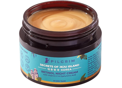 PILGRIM Korean Retinol Anti Aging Night Cream with Hyaluronic Acid & Vitamin C |Discover young, wrinkle-free & radiant skin| Anti aging cream for oily & dry skin| For Men & Women|Korean Skin Care|50gm