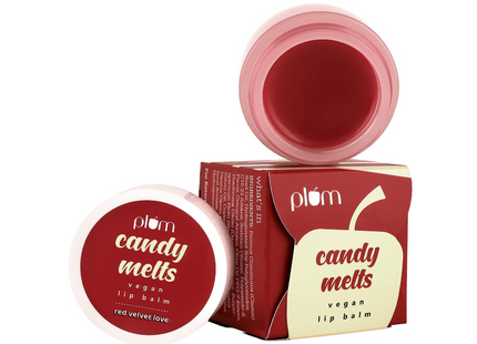 Plum Lip Balm, Candy Melts Vegan Lip Balm | Red Velvet Love | With Natural UV Protection, Ultra Moisturization & Added Shine for Lips | 100% Cruelty Free