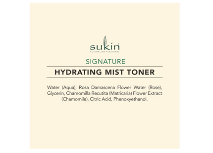 Sukin Organics Hydrating Mist Toner, 4.23 Fl. Oz.