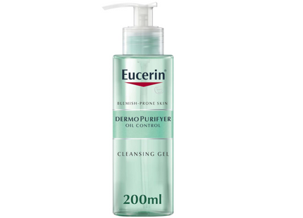 Eucerin DermoPurifyer Oil Control Face Cleansing Gel for Blemish & Acne-Prone Skin, Removes Excess Sebum, Dirt and Makeup, Fragrance-Free, Soap-Free, Suitable for Blemish and Acne-Prone Skin, 200ml