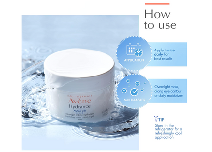 Eau Thermale Avène Hydrance Aqua-Gel, Hydrating And Mattifying Cream-In-Gel, For Sensitive Skin, 1X 50Ml Pot