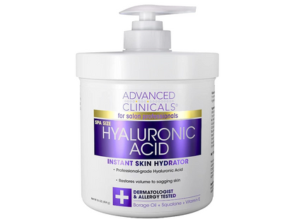 Advanced Clinicals Anti Aging Hyaluronic Acid Cream For Face Body Hands Instant Hydration For Skin Spa Size 16 Ounce (Pack of 1) One Color