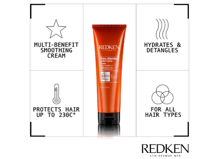 Redken Frizz Dismiss Rebel Tame, Heat Protection Smoothing Cream, Babassu Oil, 250 Ml