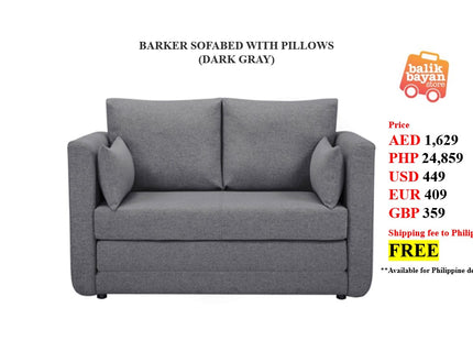 BARKER SOFABED WITH PILLOWS (DARK GRAY)