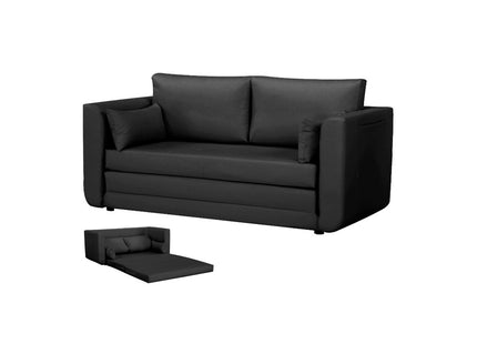 BARKER SOFABED WITH POCKETS (BLACK FAUX LEATHER)