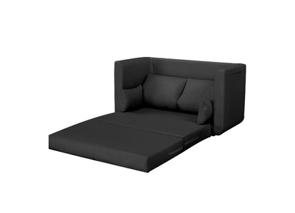 BARKER SOFABED WITH POCKETS (BLACK FAUX LEATHER)