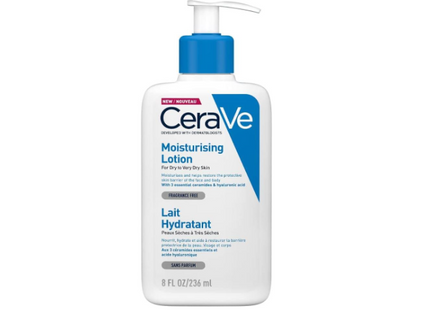 CeraVe Moisturizing Lotion | 24H Body and Face Moisturizer for Normal to Dry Skin with Hyaluronic Acid and Ceramides | Non-comedogenic, oil-free, Fragrance Free | 8Oz, 236 ML