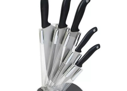 MASFLEX Chef's Knife, Bread Knife, Slicer, Utility Knife, Paring Knife, Knife Block Set - 6 pieces