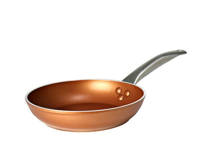 MASFLEX Forged Copper Design 3 Layer Non-Stick Coating Induction Deep Frypan with Glass Lid 28cm Cool Touch Stainless Steel Handle Tempered Glass Lid