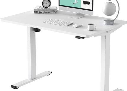 Electric Standing Desk White Whole Piece 48 X 30 Inch Desktop Adjustable Height Desk Home Office Computer Workstation Sit Stand up Desk (White Frame + 48Inch White Top, 2 Packages)