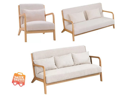 Bergen Scandinavian Wooden Sofa Set (3seater, 2seater, 1seater)