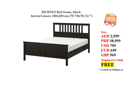 HEMNES Bed frame, black-brown/Lönset, 180x200 cm (70 7/8x78 3/4 ")