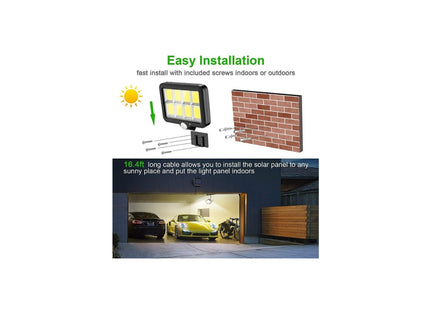 Tiokkss Solar Light Outdoor, 160 COB LED Wired Motion Sensor Security Flood Light with 16.4Ft Cable, Adjustable 3 Modes, IP65 Waterproof Wall Lights for Garage Garden Yard(1 Pack)