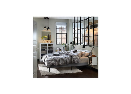SLATTUM Upholstered bed frame, Knisa light gray, 180x200 cm (70 7/8x78 3/4 ")